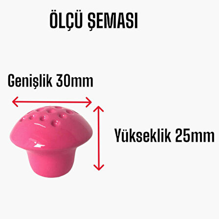 Pembe Noktalı Mantar Düğme Kulp Çocuk Bebek Mobilya Çekmece Dolap Kapak Kulbu Metal Kulp Aksesuarları Vidalı