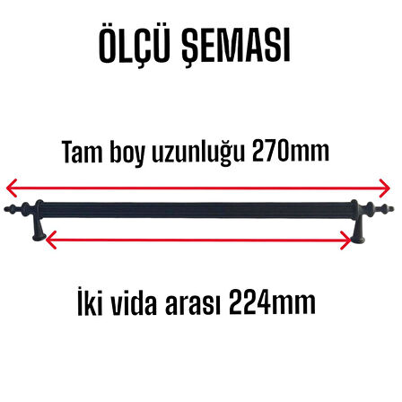 Erciyes kulp Siyah 224 mm Kulp Mobilya Mutfak Dolabı Çekmece Dolap Kapak Kulpu Kulbu Metal Kulpları