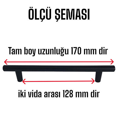 Boy Kulp Mat Siyah 128 mm Kulp Mobilya Mutfak Dolabı Çekmece Dolap Kapak Kulpu Kulbu Metal Kulpları