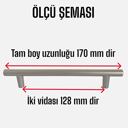 Boy Kulp Mat Krom 128 mm Kulp Mobilya Mutfak Dolabı Çekmece Dolap Kapak Kulpu Kulbu Metal Kulpları