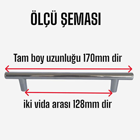 Boy Kulp Krom 128 mm Kulp Mobilya Mutfak Dolabı Çekmece Dolap Kapak Kulpu Kulbu Metal Kulpları