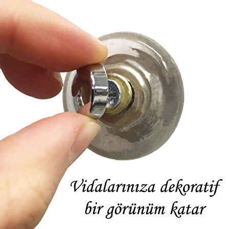 10 Adet Vida Kapatıcı Kapağı 20 Mm Metal Vida Tapası Tıpası Dekoratif Vida Gizleyici Krom