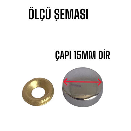 10 Adet Vida Kapatıcı Kapağı 15 Mm Metal Vida Tapası Tıpası Dekoratif Vida Gizleyici Krom