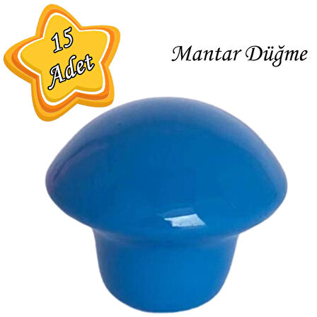 15 Adet Mavi Mantar Düğme Kulp Çocuk Bebek Mobilya Çekmece Dolap Kapak Kulbu Metal Kulp Aksesuarları Vidalı