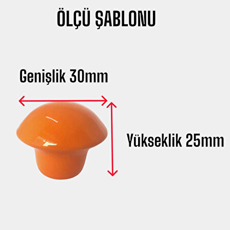 3 Adet Turuncu Mantar Düğme Kulp Çocuk Bebek Mobilya Çekmece Dolap Kapak Kulbu Metal Kulp Aksesuarları Vidalı