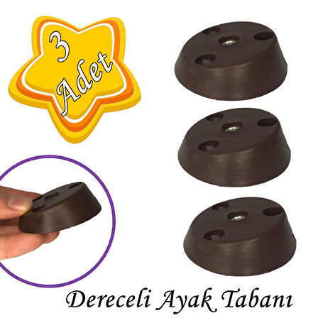 3 Adet Dereceli Ayak Tabanı Kahverengi Mobilya Masa Sehpa Ayağı Bağlantı Aparatı Açılı  Plastik