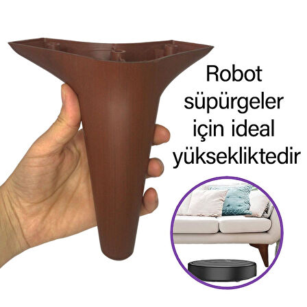 8 Adet Zelve 15 cm Ceviz Ahşap Desenli Lüx Mobilya Kanepe Sehpa Ünite Koltuk Ayağı Baza Ayak 