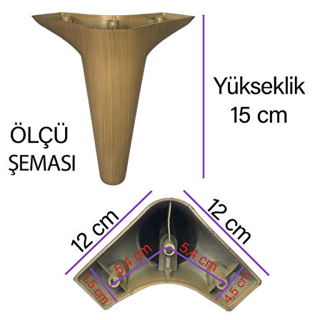 Zelve 15 cm Açık Ceviz  Lüx Mobilya Kanepe Sehpa Ünite Koltuk Ayağı Baza Ayak 