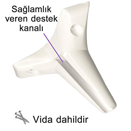 4 Adet Zelve 12 cm Beyaz Lüx Mobilya Kanepe Sehpa Ünite Koltuk Ayağı Baza Ayak 