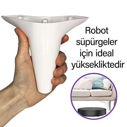 8 Adet Zelve 12 cm Beyaz Lüx Mobilya Kanepe Sehpa Ünite Koltuk Ayağı Baza Ayak 