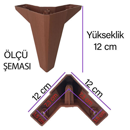 Serdivan 12 cm Ceviz Ahşap Desenli Lüx Mobilya Kanepe Sehpa Ünite Koltuk Ayağı Baza Ayak 