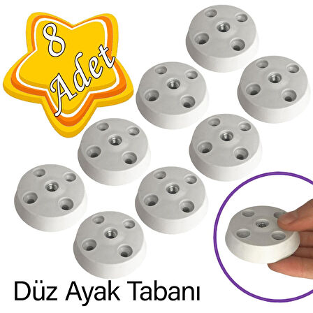 8 Adet Düz Ayak Tabanı Beyaz Mobilya Masa Sehpa Ayağı Bağlantı Aparatı Plastik