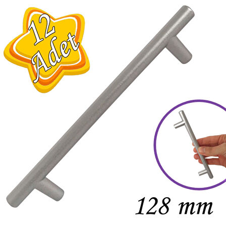 12 Adet Boy Kulp Mat Krom 128 mm Kulp Mobilya Mutfak Dolabı Çekmece Dolap Kapak Kulpu Kulbu Metal Kulpları