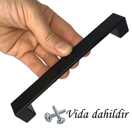 Bihter Düz Kulp 128 mm Siyah Mutfak Kulpu Çekmece Dolap Kapak Kulbu Metal  Mobilya Dolabı Kulpları 