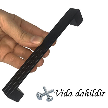 4 Adet Bihter Desenli Kulp 128 mm Siyah Mutfak Kulpu Çekmece Dolap Kapak Kulbu Metal  Mobilya Dolabı