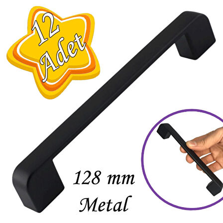 12 Adet Oval Marmara Kulp 128 mm Siyah Mutfak Kulpu Çekmece Dolap Kapak Kulbu Metal  Mobilya Dolabı