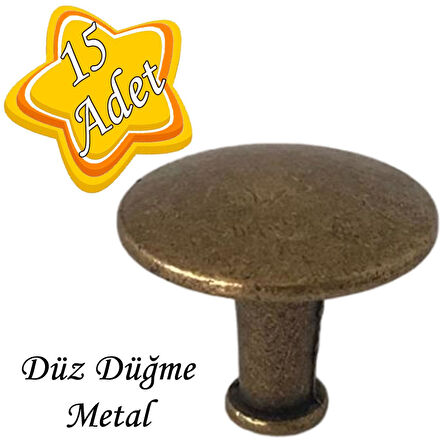 15 Adet Düz Düğme Antik Sarı Kulp Mobilya Çekmece Dolap Kapak Kulbu Metal Kulp Aksesuarları Vidalı