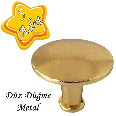 5 Adet Düz Düğme Altın Gold Kulp Mobilya Çekmece Dolap Kapak Kulbu Metal Kulp Aksesuarları Vidalı