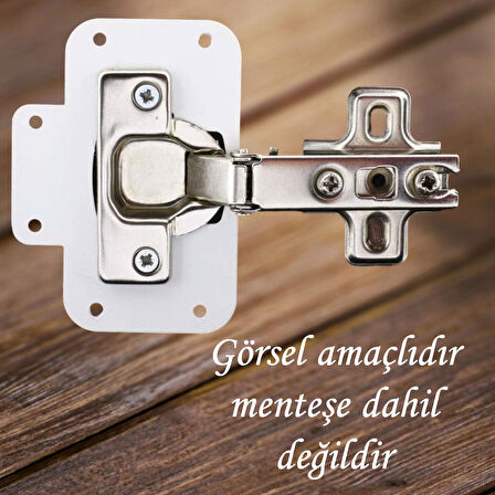 Dolap Kapak Taş Menteşe Tamir Sacı Pratik Onarım Kiti Beyaz Metal Yuva Tablası 6.5 x 9 cm