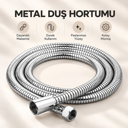 360 Dereceli Dönerli Banyo Duş Hortumu Banyo Spiral Hortumu Krom