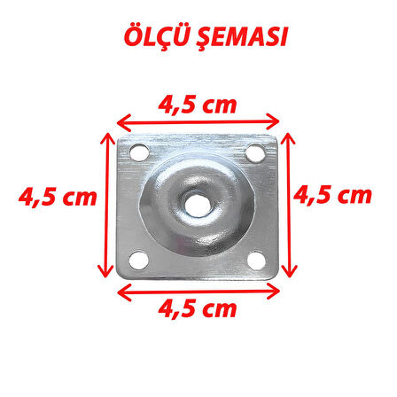 Mobilya Baza Koltuk Zigon Sehpa Ayağı Metal Bağlantı Aparatı Düz Ayak Tabanı M8 Civatalı (4 Adet)