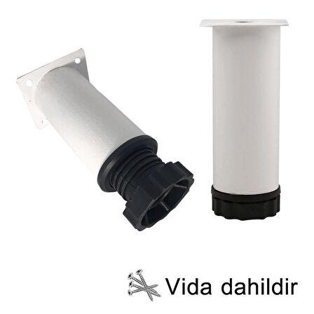 4 Adet Metal Ayarlanabilir 15 cm Beyaz Destek Ayağı Mobilya Kanepe Baza Koltuk Dolap Sehpa TV Ünitesi Ayağı
