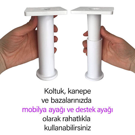 Modül Ayarlanabilir Destek Ayağı 15 X 23 Cm Beyaz Ayak Mobilya Kanepe Baza Koltuk Ünite Ayakları 