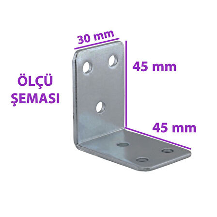 12 Adet Mobilya Eşya Dolap Duvar Sabitleyici Köşe Bağlantı L Demir Gönye Deprem Güvenliği 45x45x30mm 