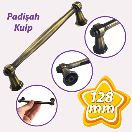 Padişah Kulp 128 mm Antik Sarı Mutfak Kulpu Çekmece Dolap Kapak Kulbu Metal Mobilya Dolabı Kulpları