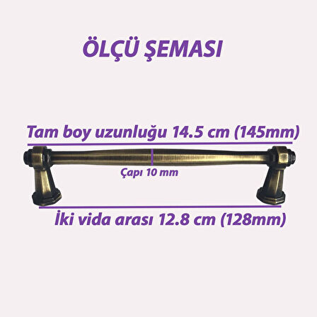 Padişah Kulp 128 mm Antik Sarı Mutfak Kulpu Çekmece Dolap Kapak Kulbu Metal Mobilya Dolabı Kulpları