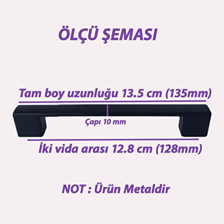 4 Adet Marmara Kulp 128 mm Siyah Mutfak Kulpu Çekmece Dolap Kapak Kulbu Metal  Mobilya Dolabı Kulpları 