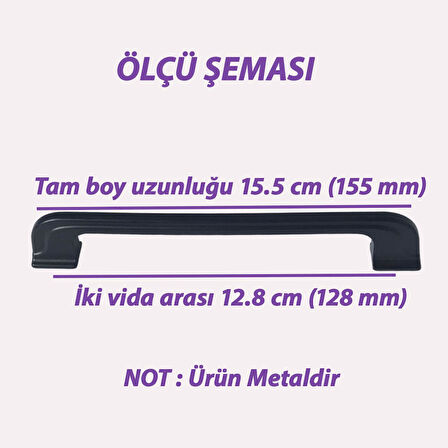 Peri Kulp 128 mm Siyah Mutfak Kulpu Çekmece Dolap Kapak Kulbu Metal  Mobilya Dolabı Kulpları 