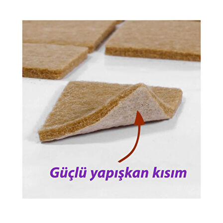 Yapışkanlı Kare Keçe Masa Sandalye Parke Zemin Ayak Koruyucu Kaydırmaz Keçesi 30x30 mm (21'Lİ PAKET)