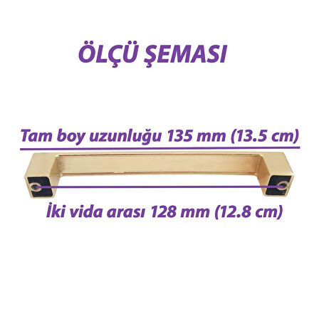 Bihter Düz Kulp 128 mm Altın Mutfak Kulpu Çekmece Dolap Kapak Kulbu Metal  Mobilya Dolabı Kulpları 