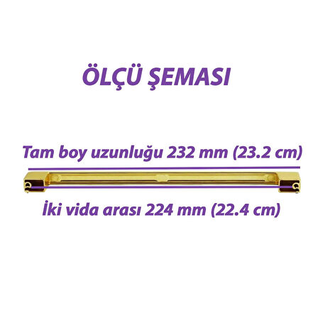 8 Adet Marmara Kulp 224 mm Altın Mutfak Kulpu Çekmece Dolap Kapak Kulbu Metal  Mobilya Dolabı Kulpları 