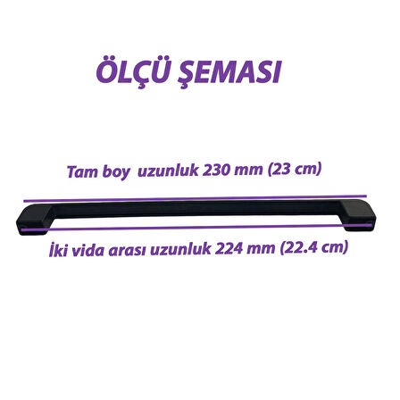 Oval Marmara Kulp 224 mm Siyah Mutfak Kulpu Çekmece Dolap Kapak Kulbu Metal Mobilya Dolabı Kulpları 