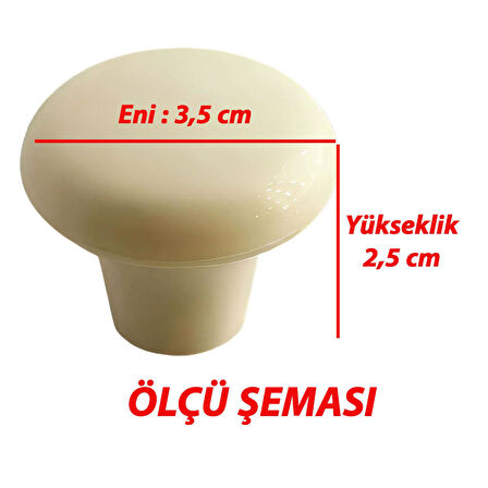 Sert Plastik Mantar Düğme Kulp Krem Dolap Mobilya Mutfak Dolabı Çekmece Kapak Kulpu Kulbu 
