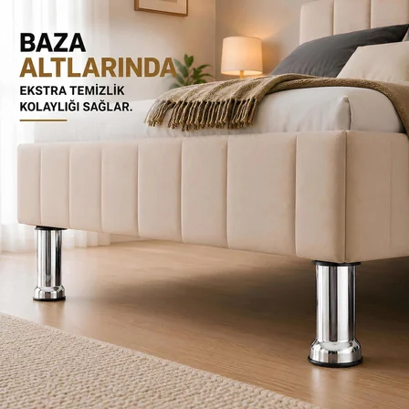 2 Adet Metal Destek Ayağı 12 Cm Krom Mobilya Kanepe Baza Koltuk Ünite Ayakları Metrik 8 Civatalı İnce Diş