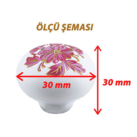 15 Adet Pembe Beyaz Ortanca Çiçek Desenli Polimer Düğme Kulp Mantar Mobilya Mutfak Dolabı Çekmece Kulbu Kulpları