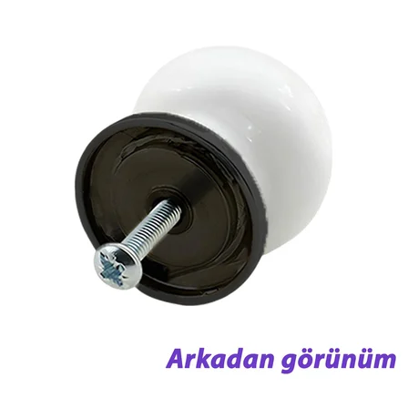 Siyah Gül Desenli Beyaz Polimer Düğme Kulp Siyah Tablalı Mobilya Mutfak Dolabı Çekmece Kulbu Kulpları
