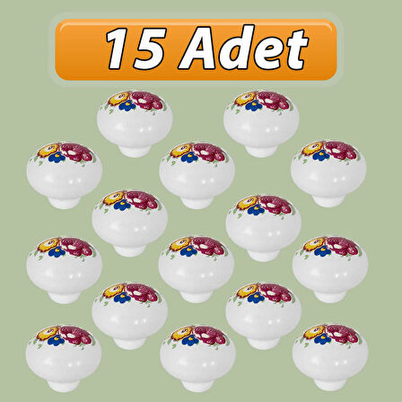 15 Adet Menekşe Kulp Beyaz Polimer Düğme Kulp Mantar Mobilya Mutfak Dolabı Çekmece Kulbu Kulpları