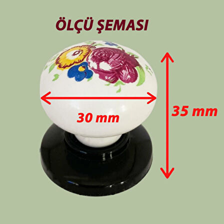 15 Adet Menekşe Kulp Beyaz Polimer Düğme Kulp Siyah Tablalı Mobilya Mutfak Dolabı Çekmece Kulbu Kulpları
