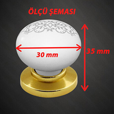 8 Adet Hanımeli Kulp Beyaz Polimer Düğme Kulp Altın Tablalı Mobilya Mutfak Dolabı Çekmece Kulbu Kulpları