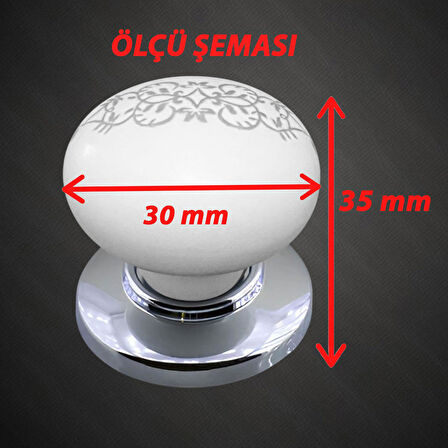 15 Adet Hanımeli Kulp Beyaz  Polimer Düğme Kulp Krom Tablalı Mobilya Mutfak Dolabı Çekmece Kulbu Kulpları