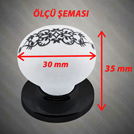 15 Adet Hanımeli Kulp Beyaz Polimer Düğme Kulp Siyah Tablalı Mobilya Mutfak Dolabı Çekmece Kulbu Kulpları