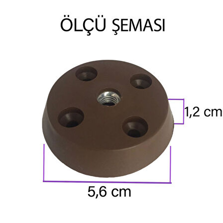 Düz Ayak Tabanı Kahverengi Mobilya Masa Sehpa Ayağı Bağlantı Aparatı Plastik