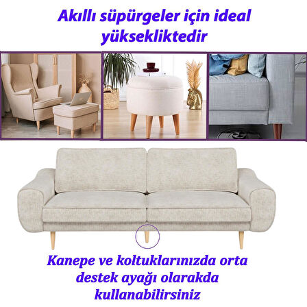 Ahşap Ayak 15 Cm 2'li Set M8 Civatalı Bağlantı Aparatlı Dolap Mobilya Koltuk Kanepe Destek Ayağı Ayakları