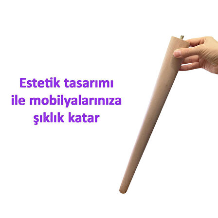 Ahşap Ayak 35 Cm Masa Zigon Sehpa TV Ünitesi Puf Tabure Ayağı Ayakları Konik M8 Civatalı