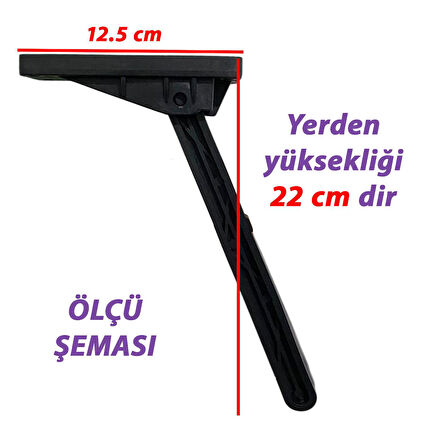 Katlanabilir Siyah Yer Sofra Ayağı Katlanır Yer Sofrası Sini Altı Plastik Ayak 22 Cm