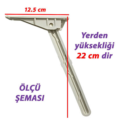 4 Adet Katlanabilir Beyaz Yer Sofra Ayağı Katlanır Yer Sofrası Sini Altı Plastik Ayak 22 Cm